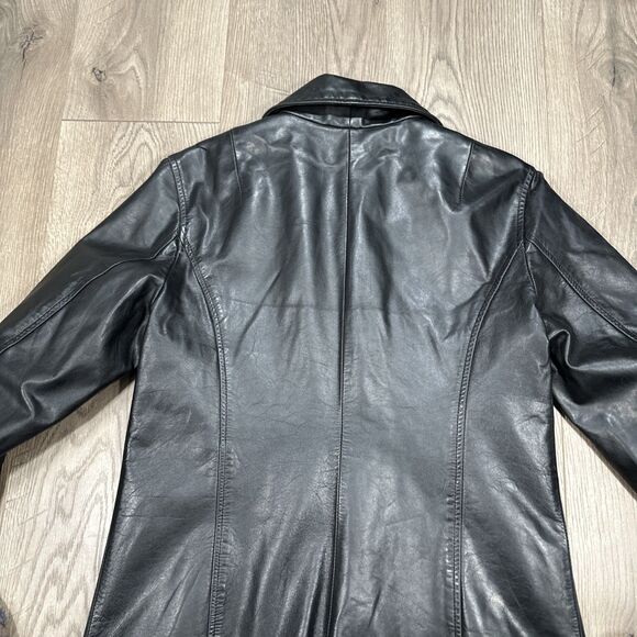 GAP Black Leather Jacket Womens Small Motorcycle Full Zip Y2K Vintage 2001 - Picture 8 of 9